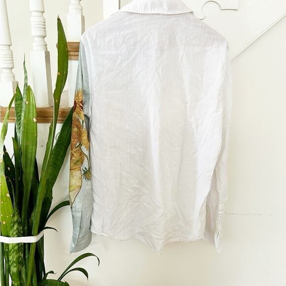 SHEIN Mens Sunflower Print Button-Down Shirt Top Cotton Collared Size L Large - Picture 6 of 6